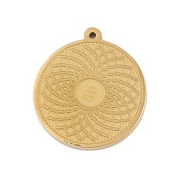 Настоящее золото 18K Ионное покрытие (ip) 304 подвески из нержавеющей стали, плоская круглая с подвеской в виде цветка, реальный 18 k позолоченный, 17x15x1.5 мм, отверстие : 1.2 мм