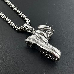 Нержавеющая Сталь Цвет Винтаж 304 ожерелье из нержавеющей стали в виде сапог на высоком каблуке в стиле панк-стрит хип-хоп, цвет нержавеющей стали