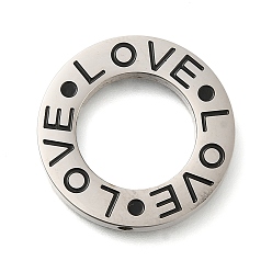Нержавеющая Сталь Цвет Антикоррозийные 304 подвески из нержавеющей стали, круглое кольцо со словом любовь, цвет нержавеющей стали, 24.5x24.5x3 мм, отверстие : 1.8 мм