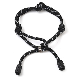 Черный Браслеты из нейлоновой нити, со сплавом, для молодых людей орнамент, чёрные, 7-5/8 дюйм (19.5 см), внутренний диаметр: 2-3/8 ~3-1/8 дюйм (6~8 см)