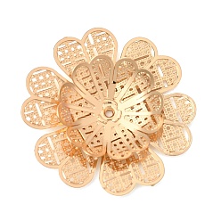 Золотой Шапочки и конусы для бусин, латунные, цветок, золотые, 24x24x3.5 мм, отверстие : 1 мм