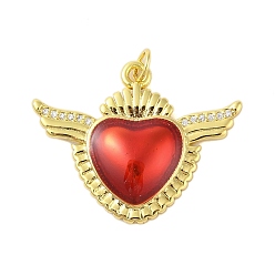 (123L) Белый крем непрозрачный блеск Подвески из латуни с эмалью в стойку, с переходным кольцом из циркония, без кадмия и без свинца, сердце с крыльями, огнеупорный кирпич, 24x31x4.5 мм, отверстие : 3 мм