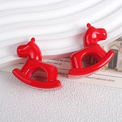 Red Opaque Acrylic Beads, Rocking Horse, Red, 30x40x22mm, Hole: 3mm