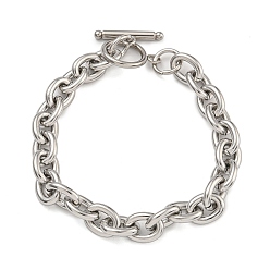 Нержавеющая Сталь Цвет 304 браслеты из нержавеющей стали с овальными звеньями для мужчин и женщин, цвет нержавеющей стали, 8-5/8 дюйм (22 см)