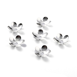 Платина Латунной шариковой крышкой, 5-лепестков цветка, платина, 8.5x2 мм, отверстие : 1.5 мм