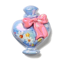 Светло-Голубой Кабошоны из непрозрачной смолы с гальванопокрытием, Флакон духов, Небесно-голубой, 31x25x11 мм