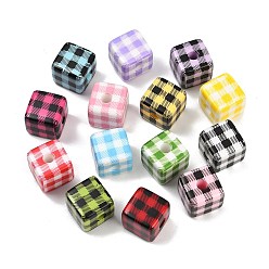 (52) Непрозрачная лаванда Печатные непрозрачные акриловые бусины, куб с сеткой, разноцветные, 16x16x16 мм, отверстие : 5 мм