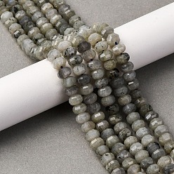 Лабрадорита Природные лабрадорита бисер нитей, граненые, тыква, 8x5 мм, отверстие : 1 мм, около 70~72 шт / нитка, 14.17''~15.16'' (36~38.5 см)