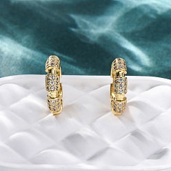 Настоящее золото 18K Латунные серьги-кольца из прозрачного кубического циркония, без свинца и без кадмия, долговечный, стойки покрытие, кольцо, реальный 18 k позолоченный, 14.5x4x16 мм