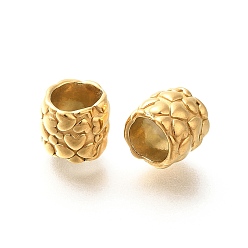 Настоящее золото 18K Ионное покрытие (ip) 304 европейские бусины из нержавеющей стали, бусины с большим отверстием, колонке с сердцем, реальный 18 k позолоченный, 8x7.5 мм, отверстие : 5 мм