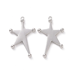 Платина Стойки подвески обшивки сплава, без кадмия, без свинца и без никеля, звезда очарование, платина, 35.5x21x3 мм, отверстие : 1.4 мм