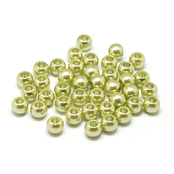 Yellow Green ABS Plastic Imitation Pearl European Beads, Large Hole Rondelle Beads, Yellow Green, 11.5~12x10mm, Hole: 4~5mm, about 780pcs/500g