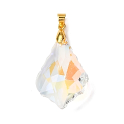 Золотой Подвески гальванизируйте стекла, с латунной фурнитурой , слеза, золотые, 33x29.5x9 мм, отверстие : 4.5x4 мм