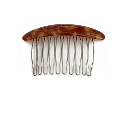 Седло Коричневый Ацетат целлюлозы (смола) аксессуары для волос, с металлическими гребнями для волос для женщин и девочек, седло коричневый, 83x50 мм