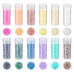 Couleur Mélangete 120g 12 couleurs perles de rocaille en verre, opaque couleurs arc en ciel, cylindre, couleur mixte, 2.5x2mm, Trou: 1.4mm, 10 g / couleur