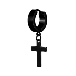 Черный 201 серьги из нержавеющей стали из нержавеющей стали, крестик, чёрные, 9x4 мм