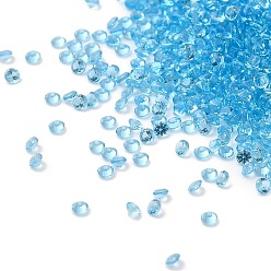 Light Sky Blue Cubic Zirconia Cabochons, Faceted Diamond, Light Sky Blue, 1.5x1mm