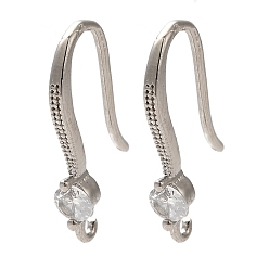 Платина Стойка покрытие латунь микропаве прозрачный кубический цирконий крючки для сережек, провод уха, долговечный, без свинца и без кадмия, платина, 19x10.5x3.5 мм, отверстие : 1.2 мм, штифты : 1 мм