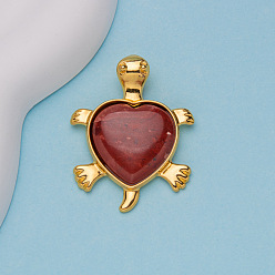 Красный Камень Природного красной яшмы кабошон, черепахи, сердце, 39x30x8 мм