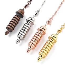 (52) Непрозрачная лаванда Латунный маятник для биолокации с большими заостренными пулями, с когтя омара застежками и цепи, стойки покрытие, разноцветные, 236 мм, отверстие : 1.8 мм