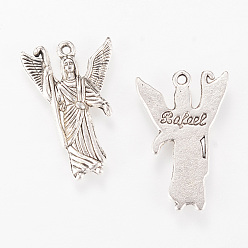 Античное Серебро Сплавочные подвески тибетского стиля, ангел, без кадмия и без свинца, античное серебро, 26.5x17.5x2 мм, Отверстие : 1.5 мм , около 465 шт / 1000 г