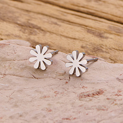 Цветок 304 из нержавеющей стали серьги, цвет нержавеющей стали, цветок, 7 мм