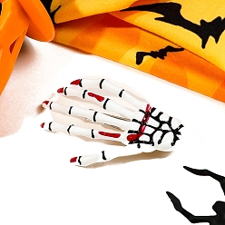 Белый Пластиковые зажимы волос аллигатора, Хэллоуин шпилька страшный призрак коготь череп, белые, 70x45x25 мм