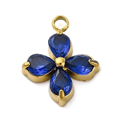 Средно-синий 304 микро нержавеющей стали прокладывать Цирконом подвески, клевер амулеты, светло-синий, 13x10.5x3.5 мм, отверстие : 1.5 мм