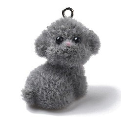 Серый Подвески из смолы, с железной платиной петлей, собака, серые, 27x24.5x16.5 мм, отверстие : 2 мм