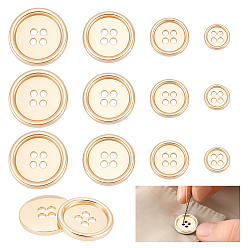 Light Gold 20 шт. 4 стили 4 кнопки из цинкового сплава с отверстием, плоско-круглые, золотой свет, 10~22.5x2~3 мм, отверстие : 1.5~2.2 мм, 5 шт / стиль