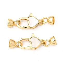 Настоящее золото 18K Карабин-лобстеры, латунные, без кадмия, без никеля и без свинца, с оболочкой, сердце, реальный 18 k позолоченный, 36 мм, отверстия : 3.5x3 mm и 1.8 мм