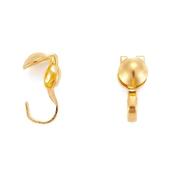 Golden Iron Bead Tips, Calotte Ends, Clamshell Knot Cover, Golden, Size: about 9mm long, 3mm wide, 3mm inner diameter, hole: about 1.5mm