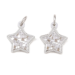 Звезда Латунь прелести, стойки покрытие, долговечный, без кадмия и без свинца, платина, с целью перехода в кольце, звезда, 11x10x1.5 мм, отверстие : 2 мм