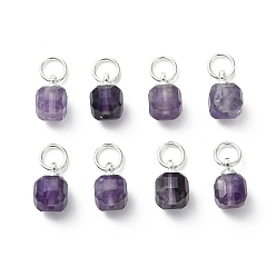 Серебро Подвески из натурального аметиста , Граненые кубические подвески с латунными петлями., серебряные, 9x5.5x5.5 мм, Перейти кольцо: 5x0.8 мм, внутренний диаметр: 3 мм