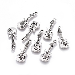 Античное Серебро Подвески из сплава в тибетском стиле , гитар, без свинца и без кадмия, античное серебро, 31x11x2 мм, отверстие : 2 мм