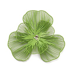 Светло-зеленый Коричневый Напечатанный методом распыления 430 колпачки бортов из нержавеющей стали, цветок, оливковый, 45x48x5~7 мм, отверстие : 0.9 мм