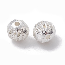 Silver Alloy Beads, Long-Lasting Plated, Round, Silver, 8mm, Hole: 1.6mm