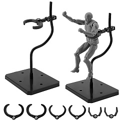 Black Adjustable Plastic Stand Base Action Figure Display Holder, for Doll Model Toy Support Stand Supplies, Rectangle, Black, 9.3x7.3x18cm