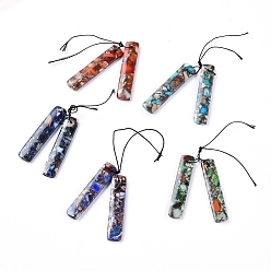 Смешанные камни Природные смешанные подвески драгоценных камней, для изготовления ювелирных изделий, прямоугольные, 48~48.5x10~10.5x4~4.5 мм, отверстие : 1 мм