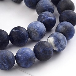 Sodalite Frosted Natural Sodalite Round Bead Strands, 8mm, Hole: 1mm, about 48pcs/strand, 15.1 inch