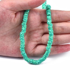 Medium Aquamarine Handmade Polymer Clay Beads Strands, for DIY Jewelry Crafts Supplies, Heishi Beads, Disc/Flat Round, Medium Aquamarine, 6x0.5~1mm, Hole: 1.8mm, about 320~447pcs/strand, 15.75 inch~16.14 inch(40~41cm)
