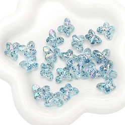 Светло-Голубой 10 шт. прозрачные бусины-бабочки с акриловым покрытием, блеск бисера, Небесно-голубой, 14x18 мм