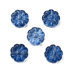 Прусский Синий Стеклянные бусины, цветок, берлинская лазурь, 13.5x5.5 мм, отверстие : 1 мм