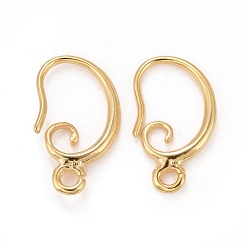 Real 24K Gold Plated Rack Plating Eco-friendly Brass Earring Hooks, with Horizontal Loop, Lead Free & Cadmium Free, Real 24K Gold Plated, 16.5x1.5mm, Hole: 1.5mm, 18 Gauge, Pin: 1mm