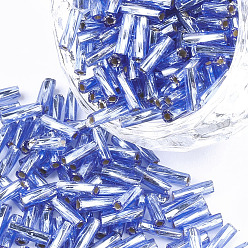 Королевский синий FGB класс А витой стеклянный бисер, серебряная линия, королевский синий, 6.5~8x2 мм, отверстие : 0.8 мм, около 10000 шт / упаковка, 450 г / мешок