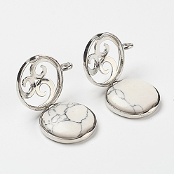 Говлит Синтетических подвески Говлит, С выводами медальона из медных рассеивателей, плоско-круглые, 31x26x8 мм, отверстие : 4 мм