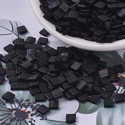 (TL401F) Матовый Черный Миюки тила бусины, японский бисер, 2-луночное, (tl 401 f) матовый черный, 5x5x1.9 мм, Отверстие: 0.8 мм, о 118 шт / бутылка, 10 г / бутылка