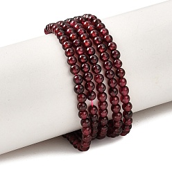 Garnet Gemstone Beads Strands, Natural Garnet, Round, Dark Red, 3mm, Hole: 0.5mm, about 65pcs/strand, 7.5 inch
