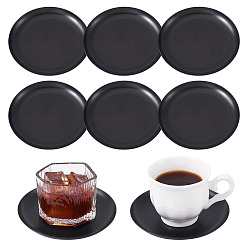 Черный 6шт. лоток из нержавеющей стали, лоток для хранения, органайзер для косметических украшений, плоско-круглые, чёрные, 101x9.5 мм