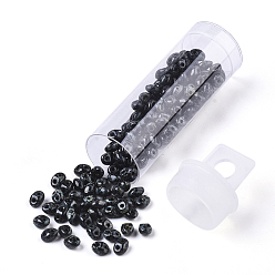 Prussian Blue 2-Hole Seed Beads, Czech Glass Beads, Opaque Baking Paint Style, Prussian Blue, 5x3.5~3.8x2.5~2.8mm, Hole: 0.9mm, about 10g/bottle